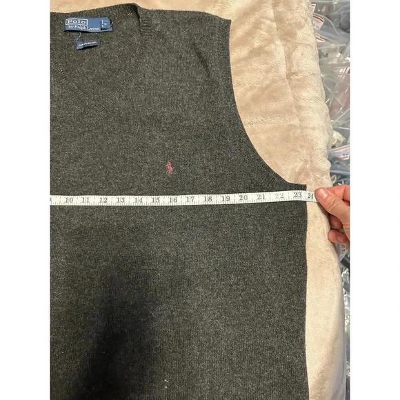 Polo Ralph Lauren 100% Lambswool Sweater Vest Size XL Gray Wool Preppy Horse - Picture 4 of 7